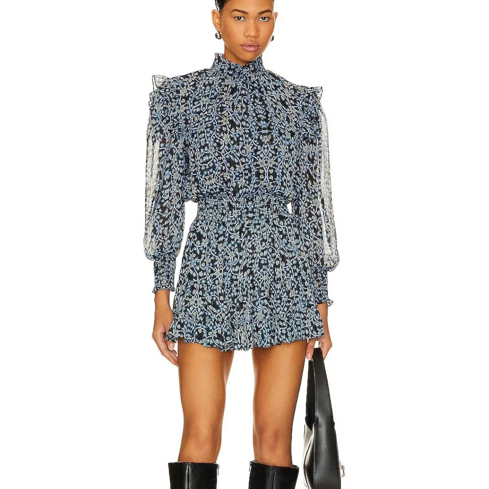 NWT | MISA x REVOLVE Gianna High Neck Long Sleeve Ruffle Mini Dress XS